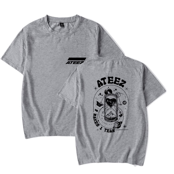 Ateez Merch Tshirt 8 Makes 1 Team Stellar Hourglass Tshirts Fashion Kpop Sportswear Unisex T-shirt Retro Casual Pure Cotton Short Sleeved T-shirt