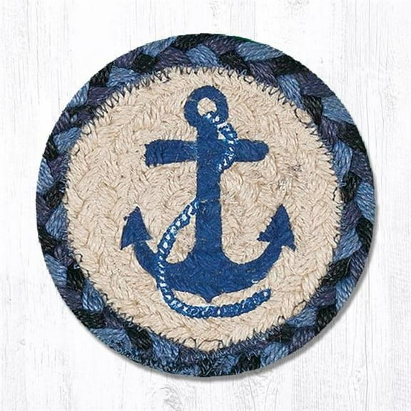 Capitol Importing 31-IC443NA 5 x 5 in. Navy Anchor Printed Round Coaster