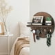 thumbnail image 1 of Wooden Wall-Mounted Shelf Organizer | Classic Round Decorative Rack for Entryway & Living Room | Natural Wood, Sturdy, Multi-Function Key Sunglasses Holder | 30x30x4.8cm | Black Brown Khaki | 1pc, 1 of 6