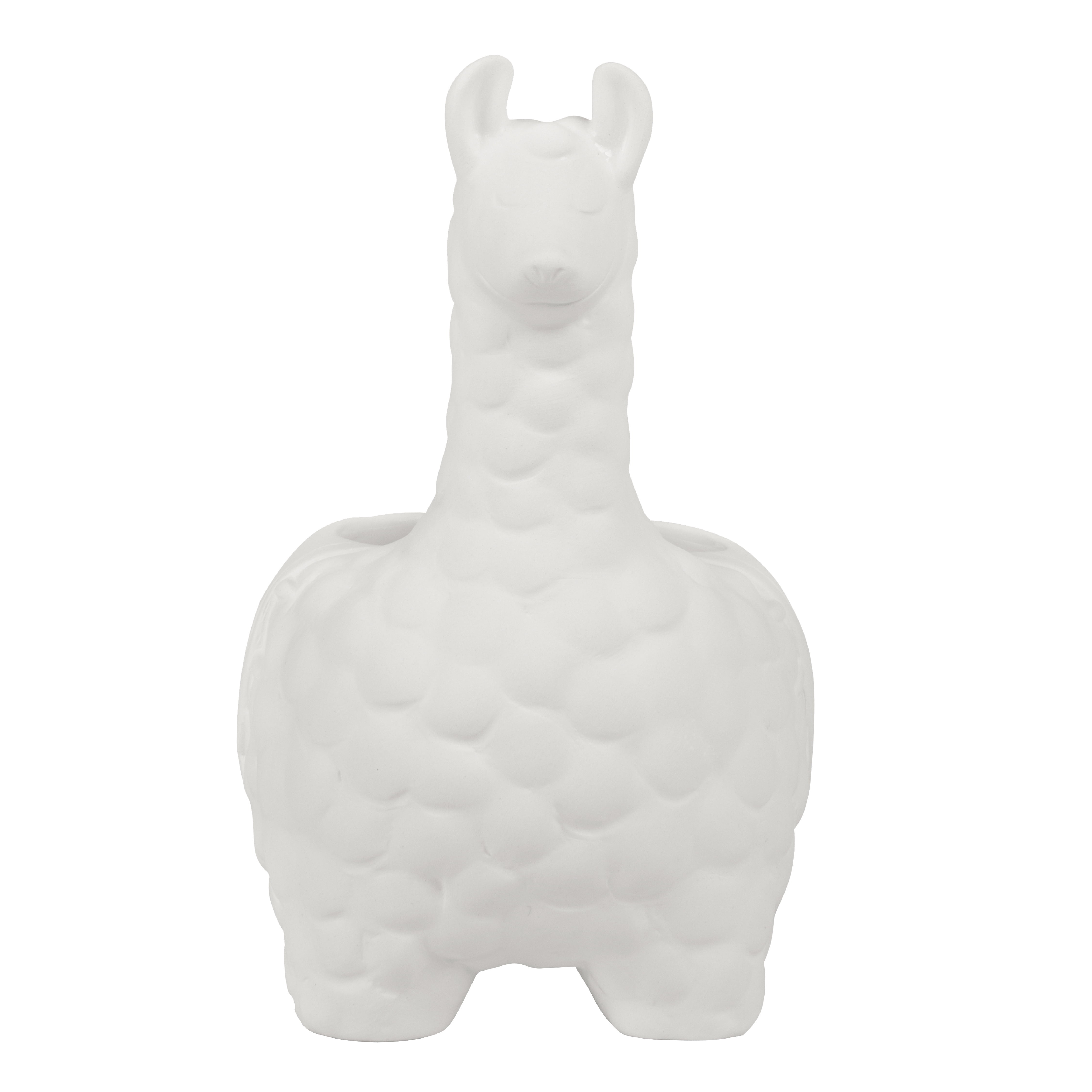 (3 pack) Hello Hobby Paintable Ceramic Llama Planter, White 5"