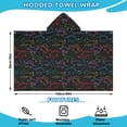 thumbnail image 2 of Black Colorful Dinosaurs Chalk Pattern Hooded Bath Towel，60"x35" for Ages 3 To 12 Kids, Quick Dry Lightweight Soft Microfiber Hood Beach Towel Cover Up for Kids, 2 of 7