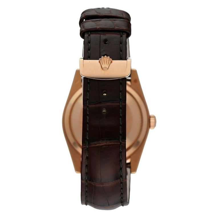 New Rolex Day Date 118135 18k Rose Gold Chocolate Dial Leather