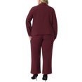 thumbnail image 3 of Plus Size Suit Two Piece Outfits for Women Business Office Blazer Jacket and Pants Suit Set 1X Burgundy, 3 of 6