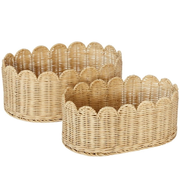 Set de cestas BEBE BASK Premium Festoneadas, 2 unidades, color natural