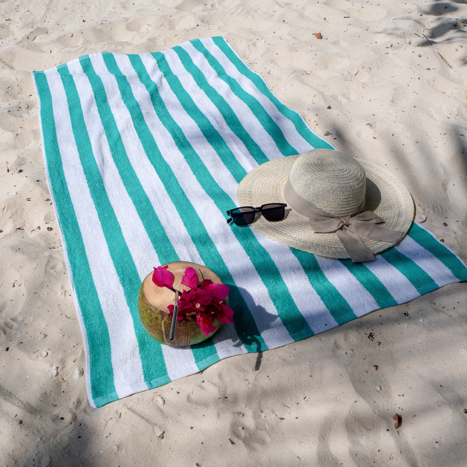 Arkwright Cali Cabana Beach Towels - 100% Ring Spun Cotton Pool Towel - 30 x 60 in. - (Bulk Case of 32) Green