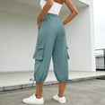 thumbnail image 5 of Gtoiithly Women's Solid Cargo Jogger Pants - Loose Fit Casual Elastic Trousers with Drawstring Waist & Side Cargo Pockets Blue XL, 5 of 6