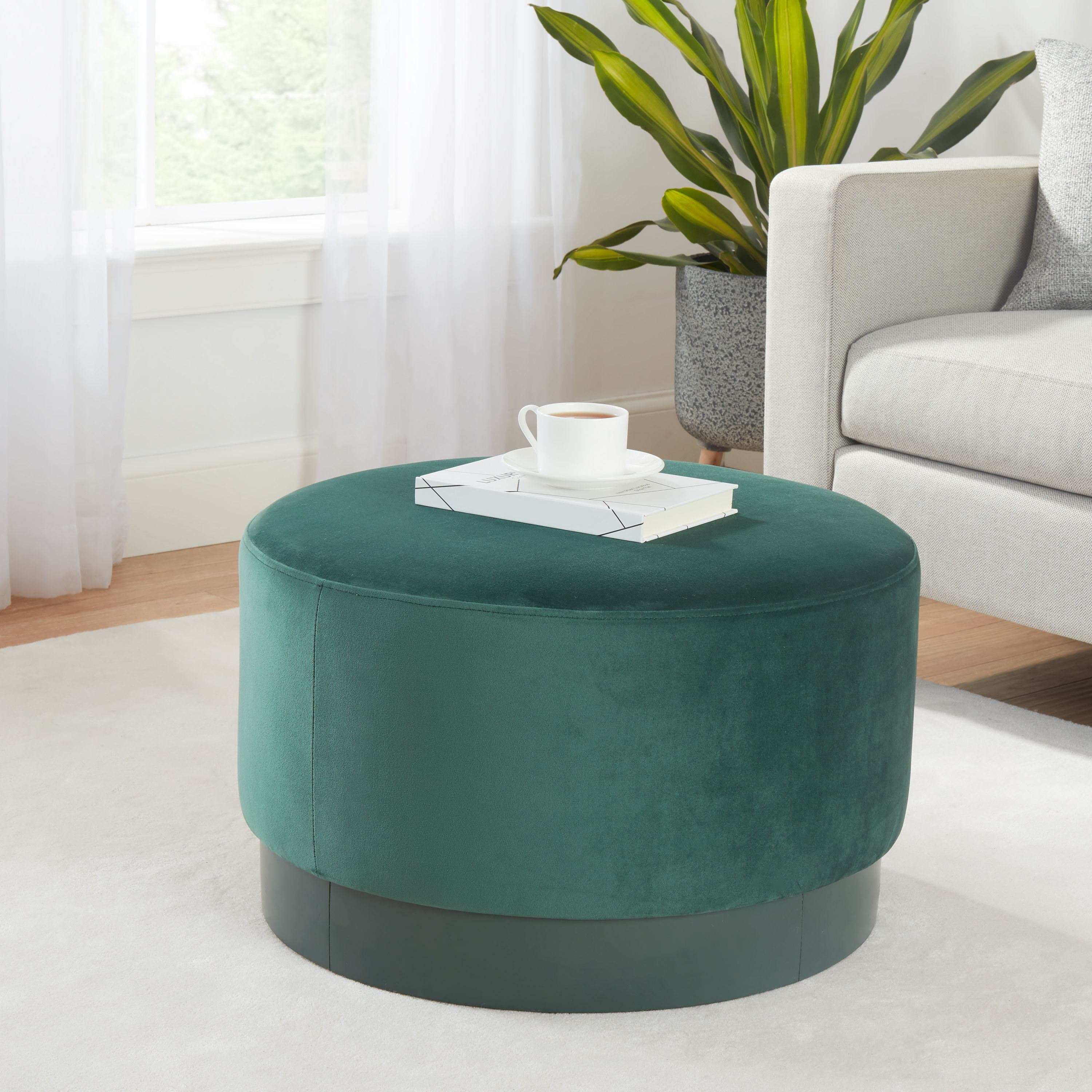 Better Homes & Gardens Addison Round Velvet Ottoman, Green - Walmart.com