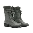 thumbnail image 3 of DREAM PAIRS Womens Ankle Booties Lace Up Mid Calf Military Combat Boots AMAZON GREY Size 7.5, 3 of 5