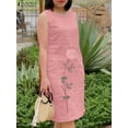 thumbnail image 2 of ZANZEA Summer Vintage Dress Women Sleeveless Floral Embroidery Sundress Cotton Knee-length Robe Casual Holiday Beach Vestidos, 2 of 5