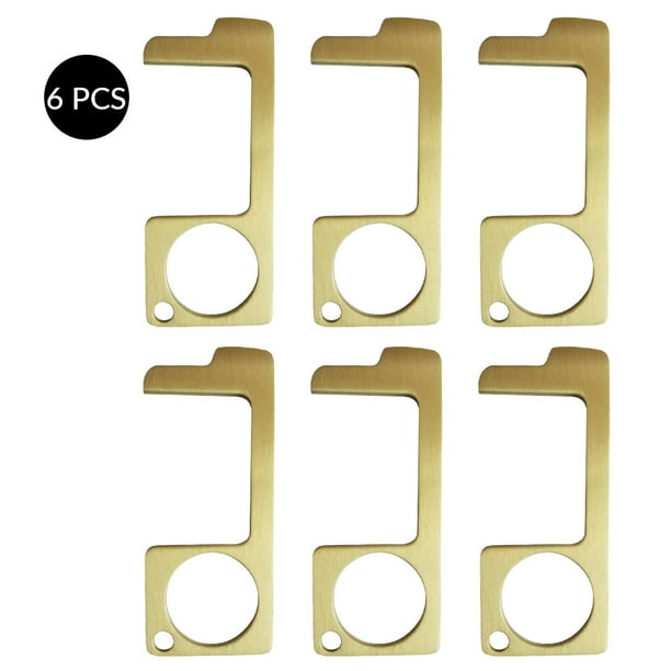 Ppe Disposables Brass No Touch Tool Door Opener Keychain Pack 6 Antimicrobial Hands Free Zero Touch Door Pull Opener Walmart Com