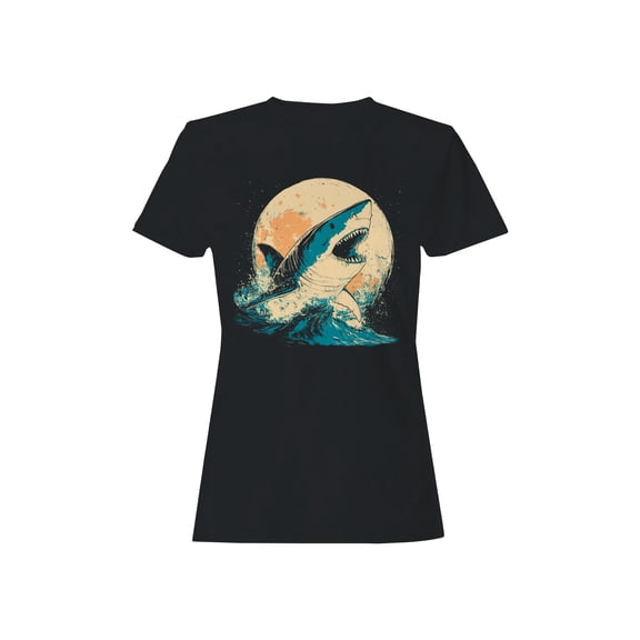 Majestic Shark Under Moonlight Women's T-shirt