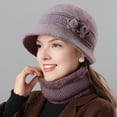 thumbnail image 2 of Dbuoem 2Pcs/Set Women Winter Hat Scarf Set Elastic Soft Hat Scarf Set, 2 of 6
