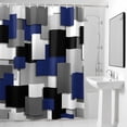 thumbnail image 2 of Modern Abstract Art Shower Curtain, Navy Gray Black Rectangular Geometric Waterproof Shower Curtain Set with 12 Hooks Lightweight Bath Curtains Fabric Bathroom Decor 72x78 Inches, 2 of 9