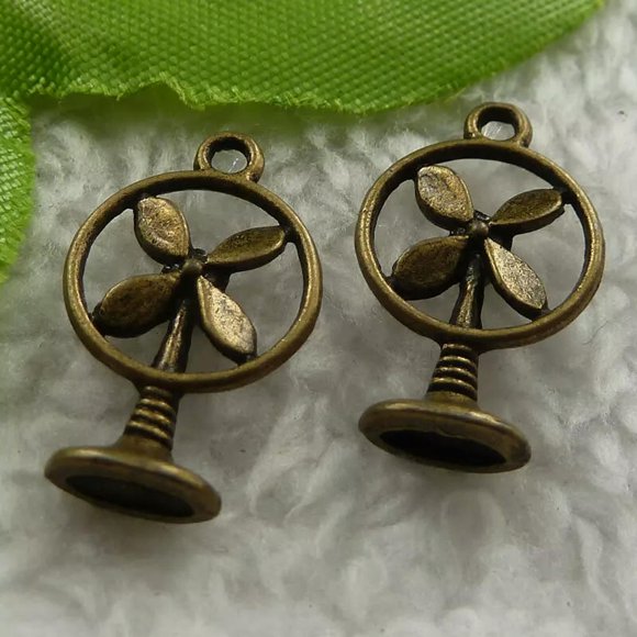 HOOUN 280 pcs bronze plated electric fan charms 20x12mm B4125