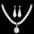 thumbnail image 2 of UDIYO Royal Style Princess Imitation Pearl Teardrop Pendant Elegant Necklace Earrings, 2 of 7