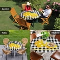 thumbnail image 4 of Yellow Lemons Round Tablecloth for 45-54 Inch Tables,Fitted Table Cover with Elastic Edge,Summer Botanical Black White Plaid Farmhouse Waterproof Outdoor Table Cloth Protector for Patio Garden Dinner, 4 of 9