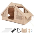 thumbnail image 1 of Costway 4-6 People Inflatable Tent with 4 Mesh Screen Windows 2 Doors Skylight Carrying Bag White, 1 of 10