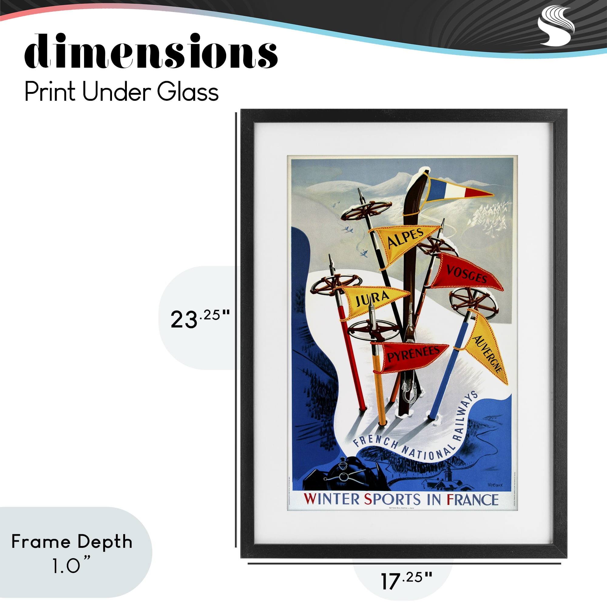 Stupell Industries Winter Sports In France Black Framed Print Under Glass, design by Vintage Posters