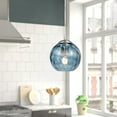 thumbnail image 3 of Catalina Lighting Azura 7.5'' Pendant Light Fixture with Blue Glass Globe Shade for Dining Room, Kitchen Island, Bathroom, Foyer, or Entryway, Brushed Nickel, 3 of 5