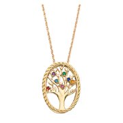 Family Jewelry Personalized Planet Mother's 14kt Gold-Plated Family Tree Birthstone Necklace ,Women's