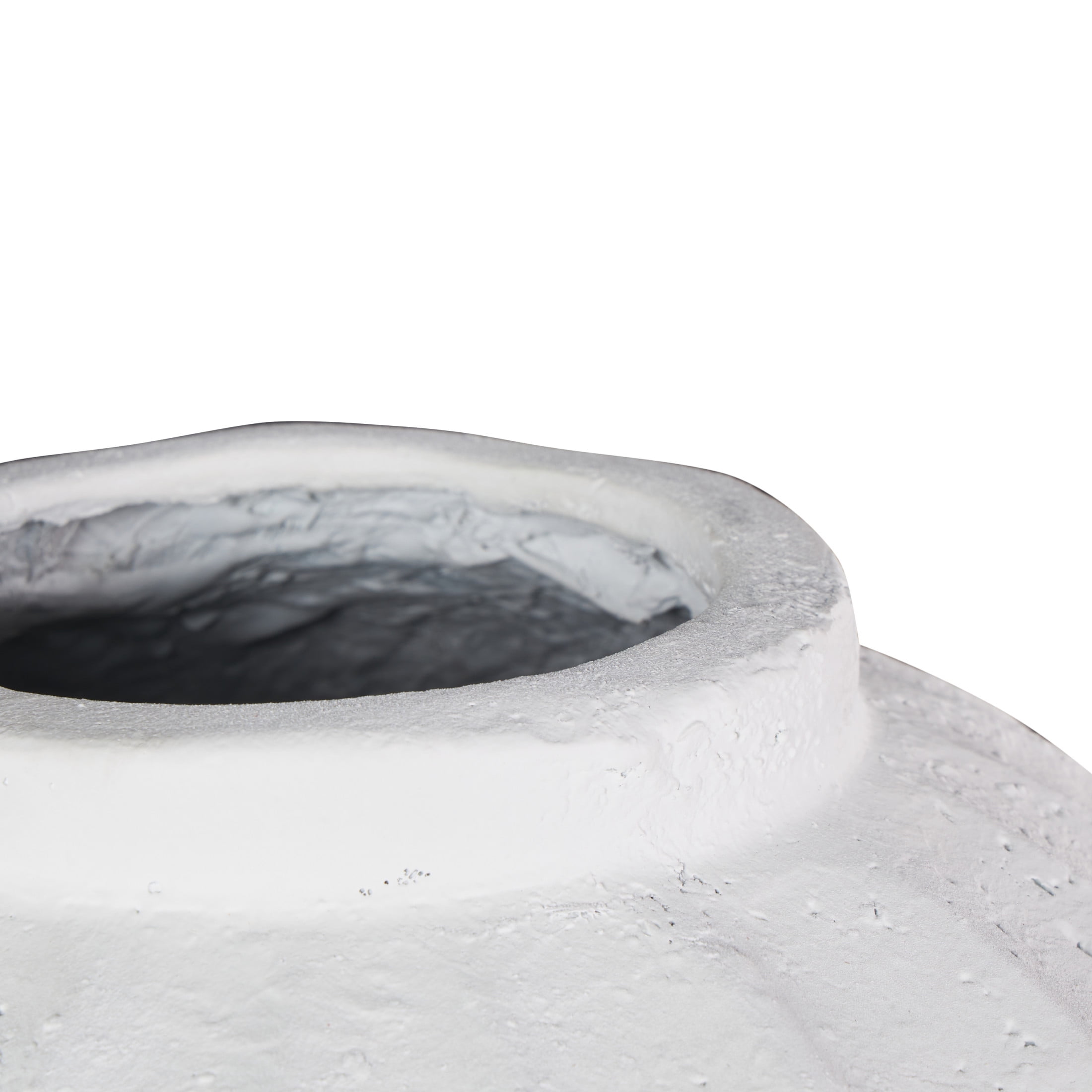DecMode 18" Wide White Magnesium Oxide Vase with Carved Grooves