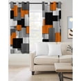 thumbnail image 2 of Burnt Orange Black Geometric Blackout Curtains for Bedroom/Living Room, Thermal Insulated Kitchen Curtains, Modern Abstract Art Block Grommet Darkening Window Treatment Drapes 42"x63"x2, 2 of 8