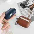 thumbnail image 3 of for AirPods Pro 2019 Case, Cross Texture PU Leather Wireless Charging Front LED Visible Cover Shockproof Protective Shell Dust/Dirt Proof Case with Keychain Clip - Purple, 3 of 9