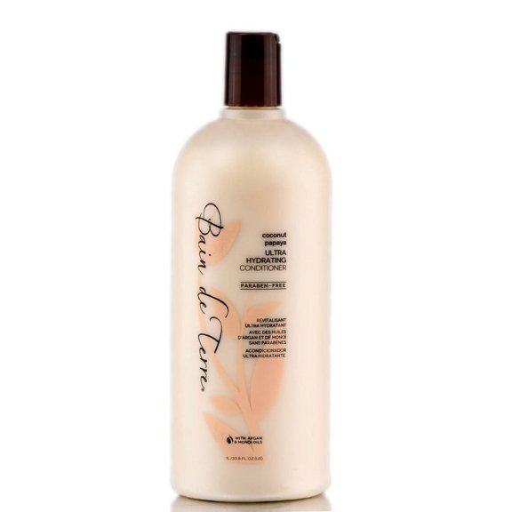 33.8 oz , Bain de Terre Coconut Papaya Ultra Hydrating Conditioner Hair, Pack of 1 w/ SLEEKSHOP Teasing Comb