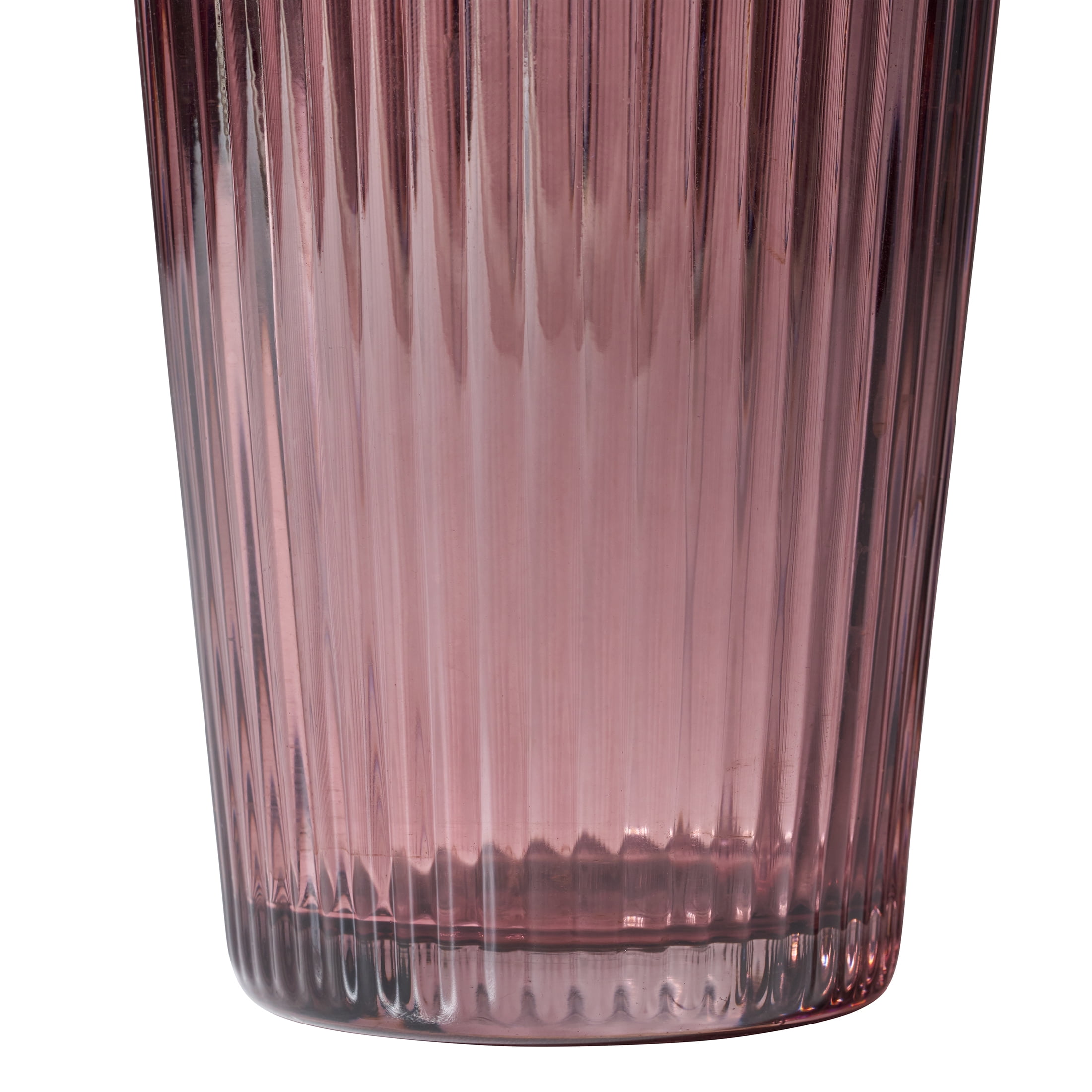 Better Homes & Gardens 21 oz Purple Ribbed Glass Tumbler with Glass Lid and Straw