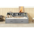 thumbnail image 2 of Twin to King Size Solid Wood Storage Bed Frame with No Box Spring, Gray for Bedroom, 2 of 20