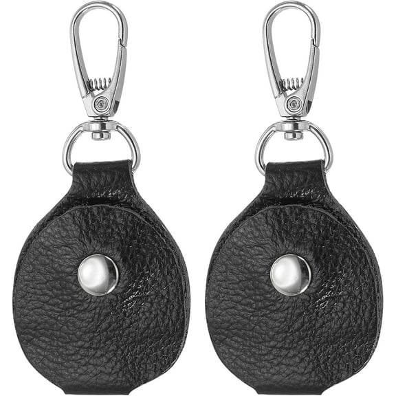 Leather Key Fob, Genuine Leather Keys Cover Portable Key Fob Air Tag Holder for Office Car Keys ID Key Cards