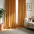 thumbnail image 4 of NICETOWN Pom Pom Velvet Curtains for Home Theater, Luxury Rod Pocket Velvet Drapes, Thermal Insulated Room Darkening Curtains, 52"x84", 2 Panels, Golden Brown, 4 of 10