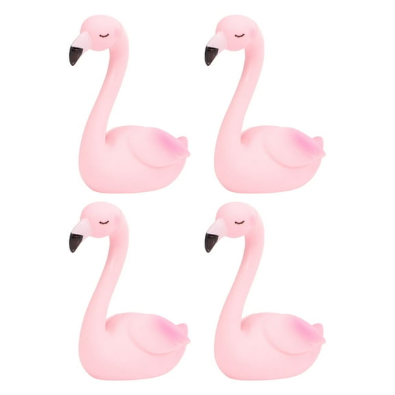 COSMOBETTY 4Pcs Pink Flamingo Shaped Cake Ornaments for Home and Car Decoration