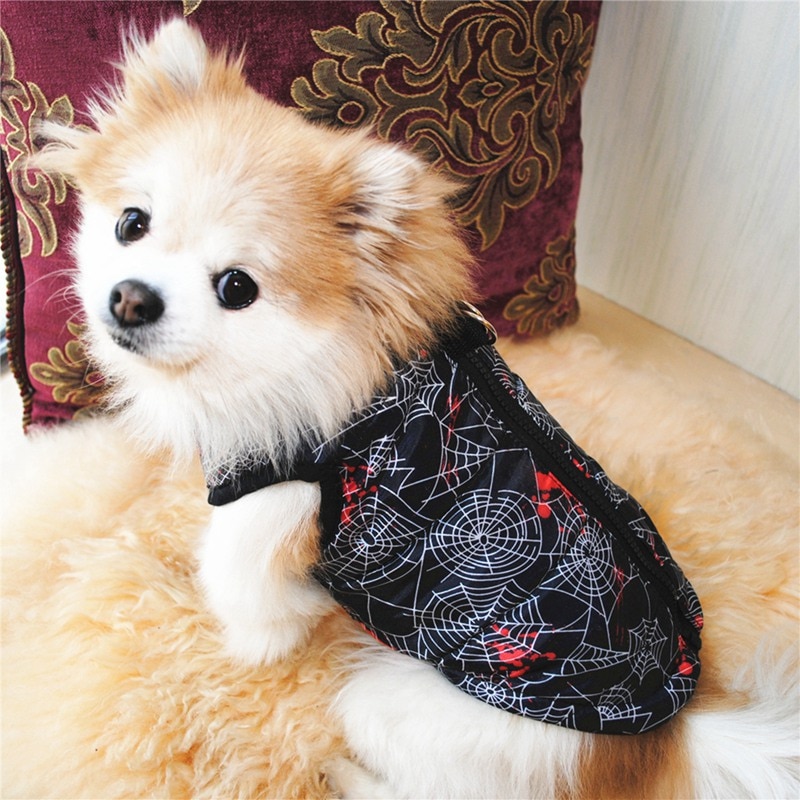 Sleeveless Zipper Dog Coat With Ring Leash Warm Pet Jacket Vest For