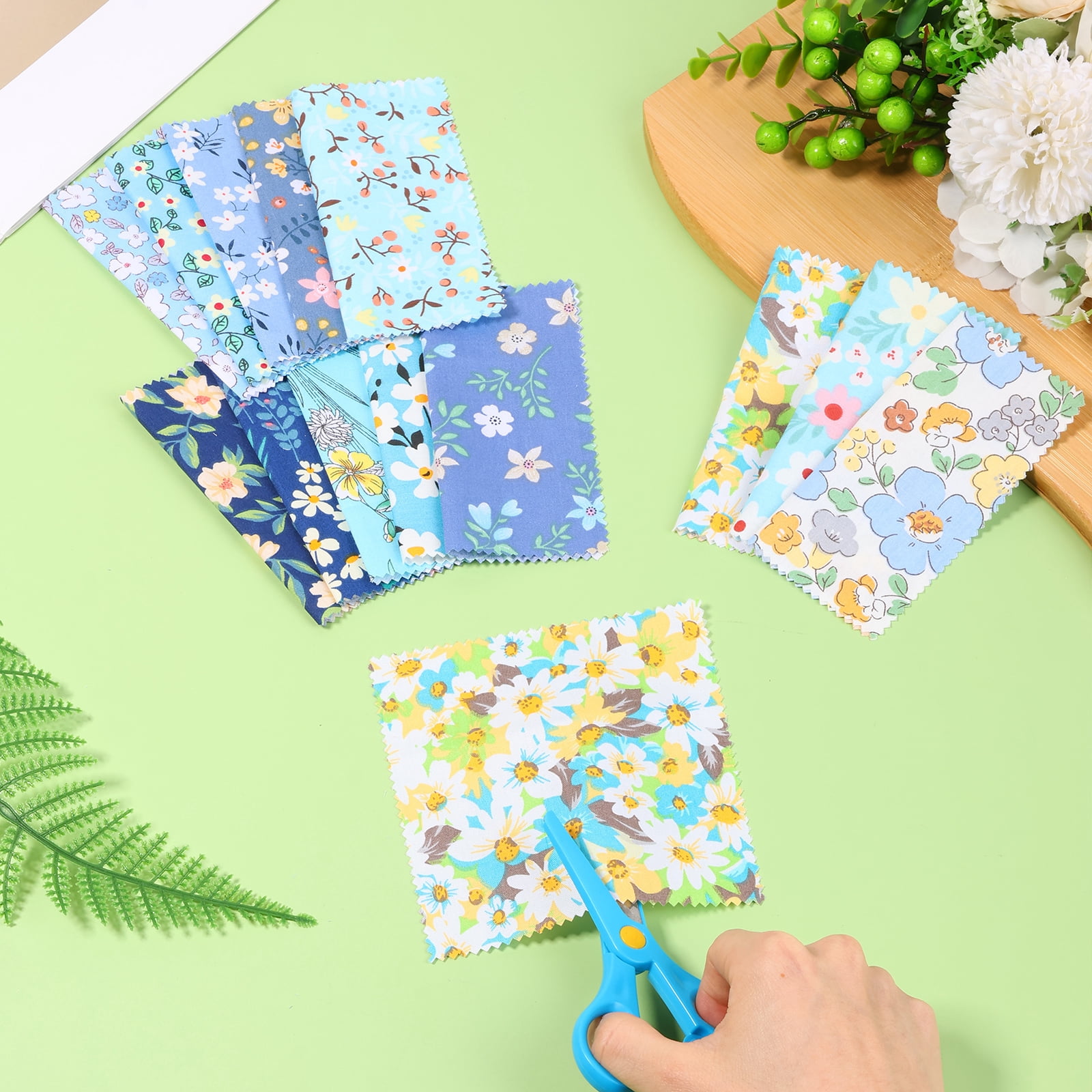 117 PCS 5.5"x 5.5" Cotton Floral Fabric Squares for Quilting Precut Patchwork Fabric Bundle Quilting Supplies for Sewing DIY and Quilting Beginner
