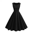 thumbnail image 2 of Women's Boatneck Sleeveless Swing Vintage 1950S Cocktail Dress New Black, 2 of 9