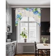 thumbnail image 3 of Blue Hydrangea Swag Valances for Windows, Small Curtains Drapes, Linen Texture Butterfly Spring Floral Kitchen Window Curtains Over Sink Window Treatment Valance for Bedroom/Bathroom 56"x36", 3 of 5