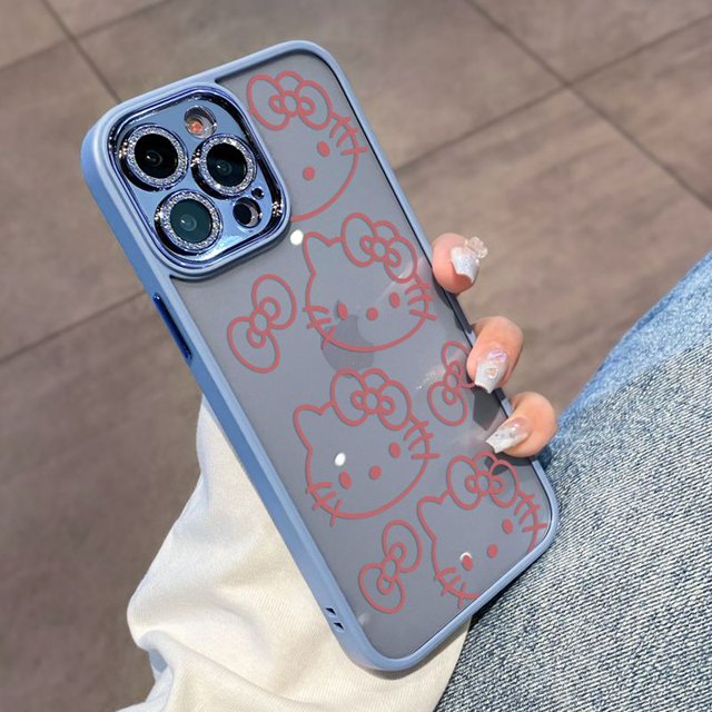 Carcasa de teléfono móvil transparente para niñas, carcasa de Hello Kitty Kawaii Y2K, Iphone1314Promax, carcasa trasera bonita Kt Cat