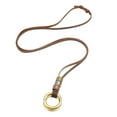 thumbnail image 6 of Vintage Punk Leather Necklace Double Circle s Pendant Necklace Adjustable Brown, 6 of 9