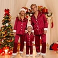 thumbnail image 2 of HNMKIU Family Matching Pajamas Two Piece Long Sleeve Lapel Top and High Waist Pants for Dad Red，Dad_M, 2 of 7