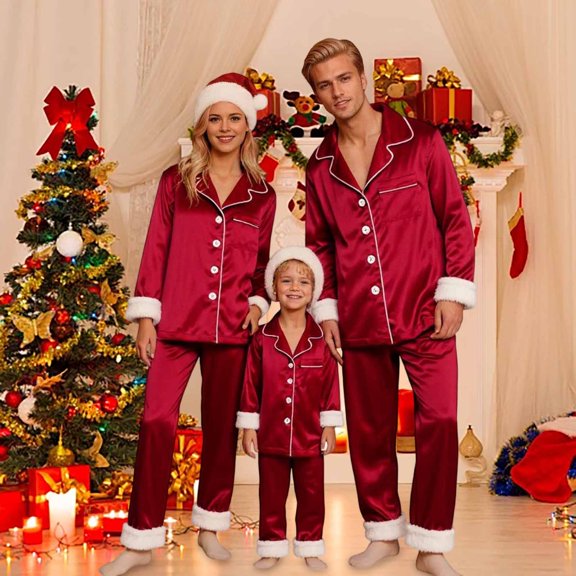 A Two Piece Of Long Sleeve Lapel Top And High Waist Pants For Family Kid Outfits