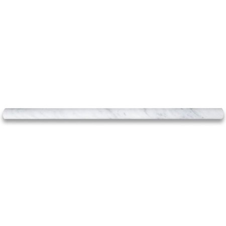 Pencil Molding - Carrara White Italian Carrera Marble Pencil Liner Trim Molding 5/8 x 12 Honed