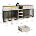 thumbnail image 6 of Double Dog Crate Furniture for 2 Dogs, 82” Heavy Duty Wooden Kennel & TV Stand with 4 Drawers & Shelves, Large Indoor Pet House and Storage Cabinet, Washed White, 6 of 7