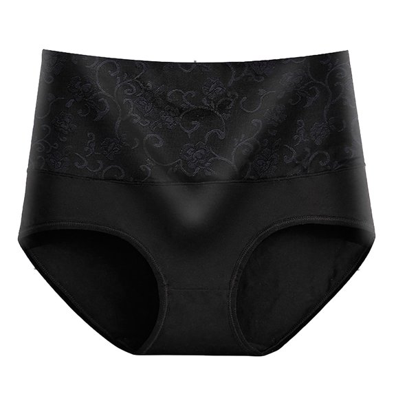 Nnhblu Seamless Underwear for Women Cotton Lace High Waist Shapewear Seamless Panties for Women Black 1 Pack Underpants