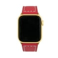 thumbnail image 6 of Bandini Band for Apple Watch Leather Ultra Band 49mm 45mm 42mm 41mm 40mm 38mm 44mm for Men, Padded iWatch Band for Apple Watch Series 9 8 7 6 5 4 3 2 1 SE - Red / Stitch / Gold, 6 of 8