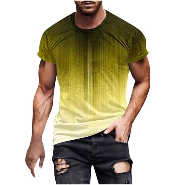 Camisetas de Manga Larga para Hombres Imprimir Camiseta de Cuello Redondo, Top de Manga Corta Casual para la Primavera Y el Verano