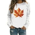 thumbnail image 4 of SCSAlgin Crewneck Sweatshirt for Women Fall Leaf Graphic Sweatshirts Vacation Long Sleeve Drop Shoulder Pullover, 4 of 5