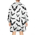 thumbnail image 2 of Wearable Oversized Blanket,Halloween Bat Pattern Wearable Blanket Hoodie for Adults,Cozy Hooded Blankets with Super Pockets,Super Warm Fuzzy Pullover for Women & Men, 2 of 6
