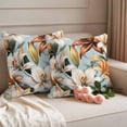 thumbnail image 2 of Flower Floral Outdoor Waterproof Pillow Covers, Lily Budding Plant Botanicals Blossom Decorative Square Throw Pillowcase Sofa Cushion Sham for Patio/Couch/Chair, 16"x16" 2 Pack, 2 of 8