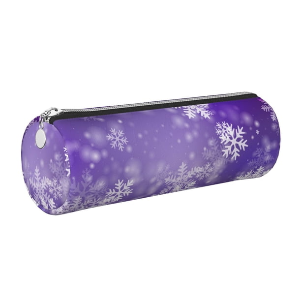 Disketp Snowflakes Estuche Organizador de Lápices de Cuero, Estuche de Oficina con Cremallera para Bolígrafo y Lápiz